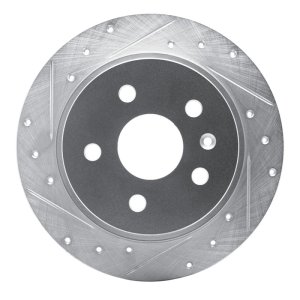 Buick LaCrosse Brake Rotor (1) - Rear Left - R1 Concepts - Drilled & Slotted - Silver - `11-`16